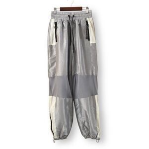 SECNDNTURE Silver White Mesh Panel Windbreaker Jogger Pants NWT Size Small